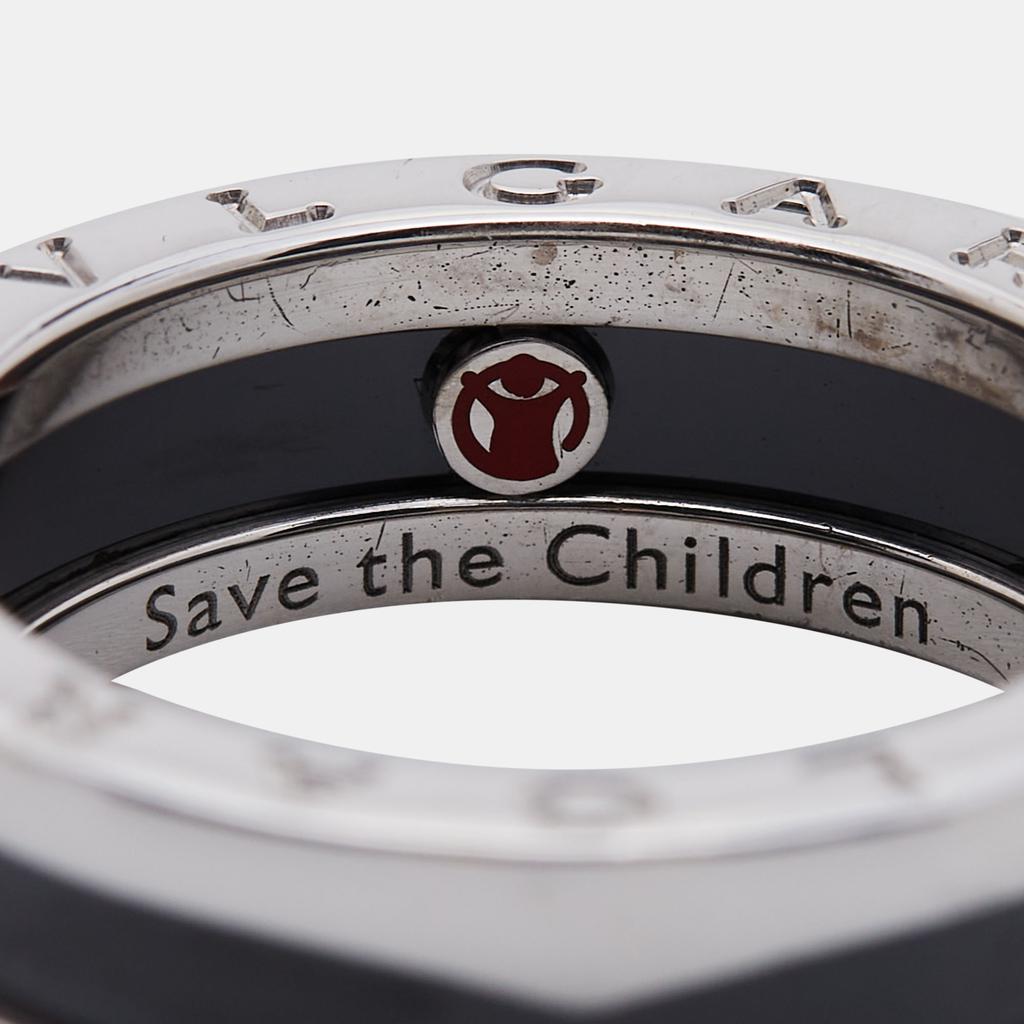 Bvlgari B-zero1 Save the Children Ceramic Sterling Silver Band Ring Size 57商品第8张图片规格展示