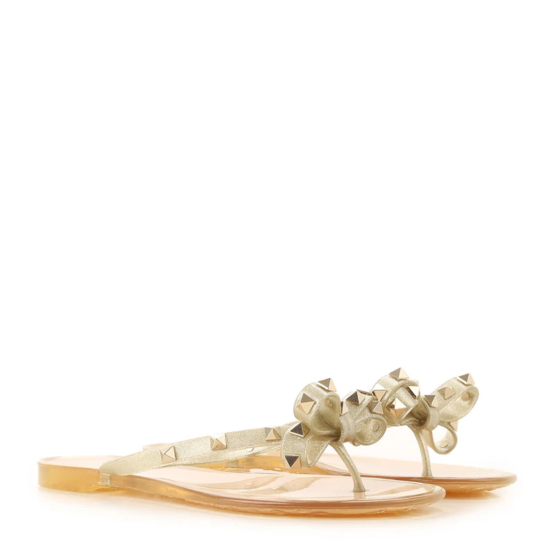 商品Valentino|VALENTINO 女士浅金色夹脚拖鞋 QW1S0552-LMF-L01,价格¥1126,第1张图片