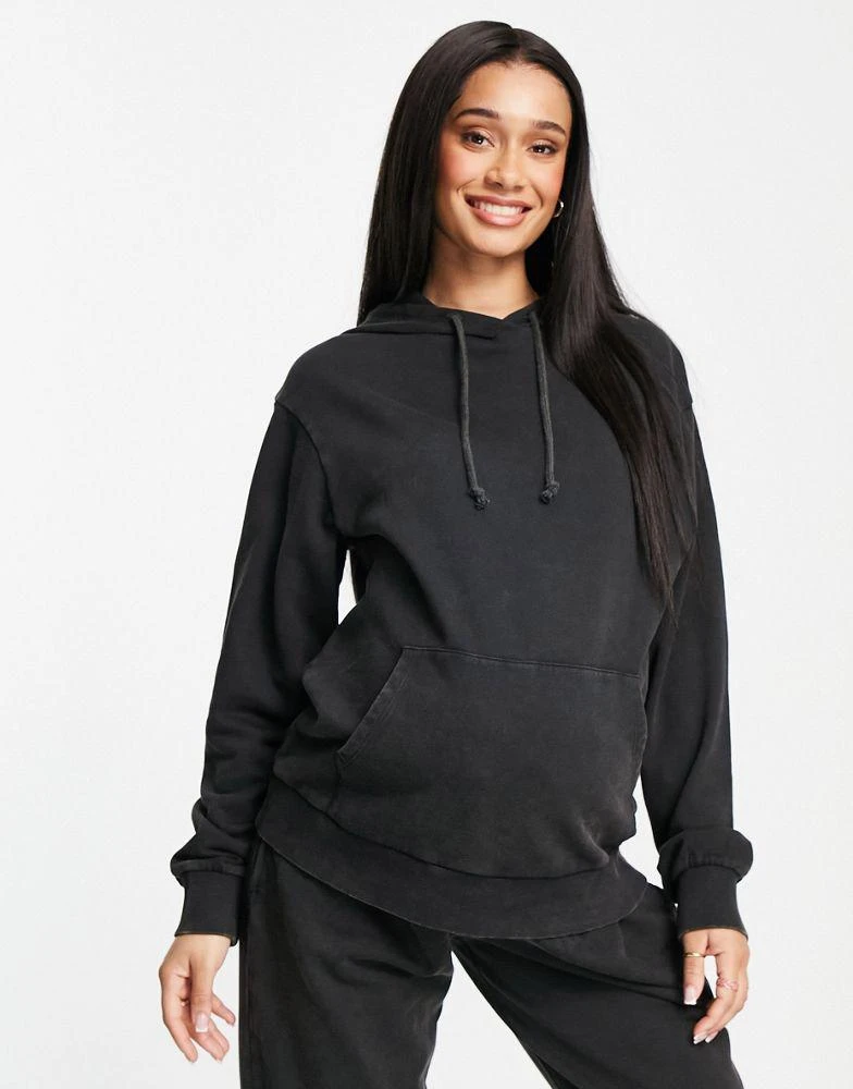 商品ASOS|ASOS DESIGN Maternity tracksuit hoodie / under the bump jogger in washed charcoal,价格¥295,第4张图片详细描述