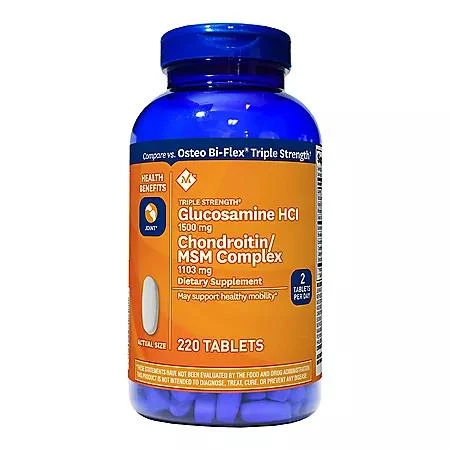 商品Member's Mark|Member’s Mark Glucosamine HCl and Chondroitin/MSM Complex Tablets, 220 ct.,价格¥164,第1张图片