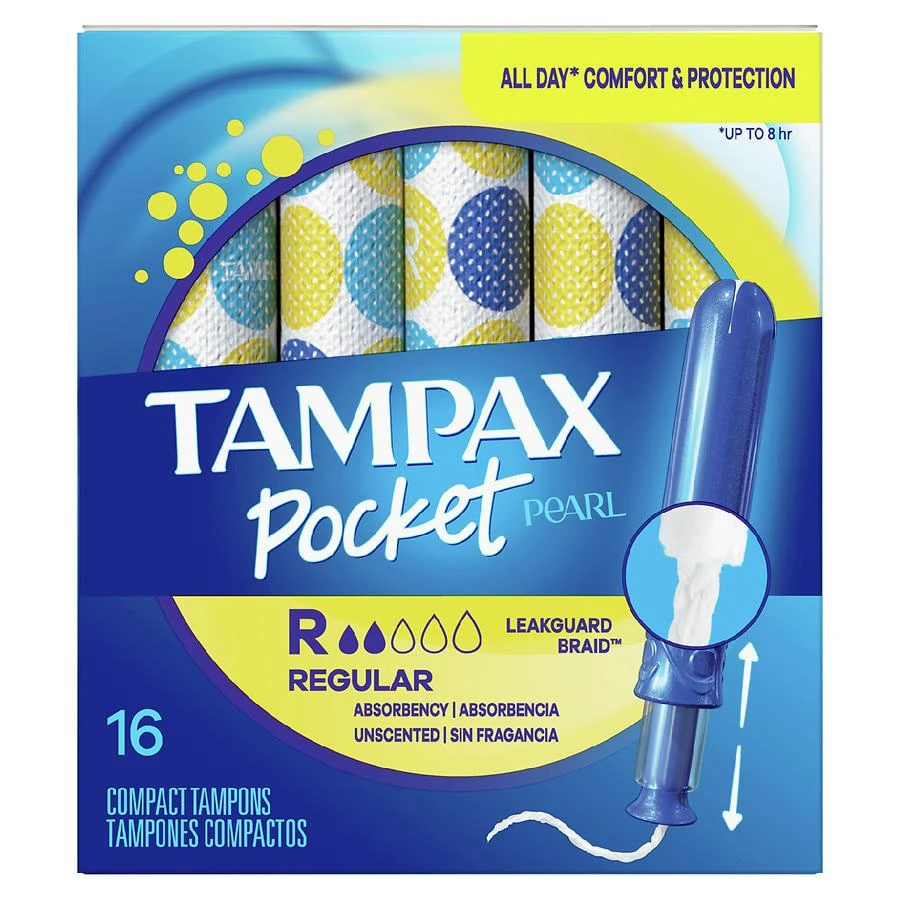 商品Tampax|Tampons, with LeakGuard Braid & Extendable Applicator No Scent, Regular Absorbency,价格¥66,第1张图片