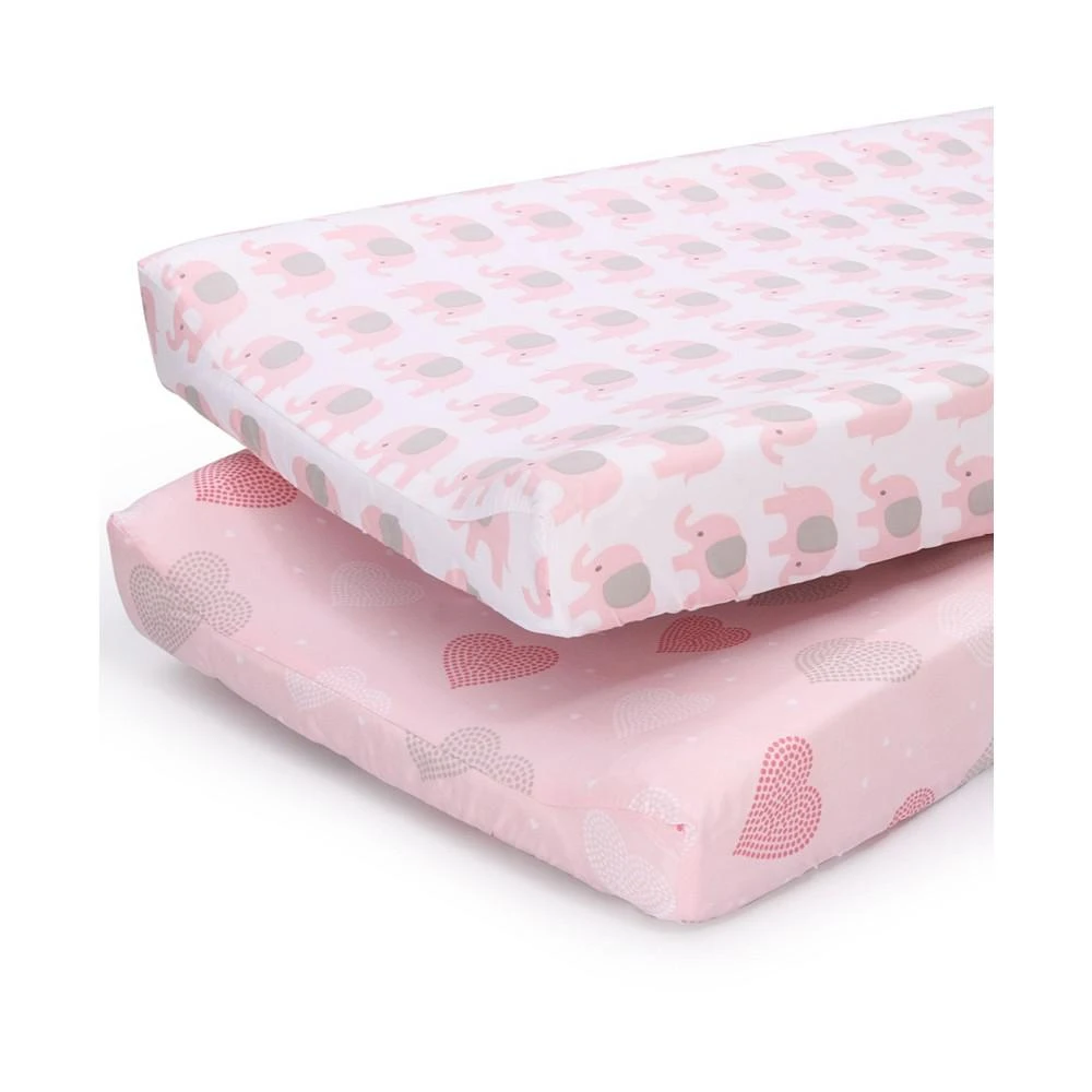 商品The Peanutshell|2 Pack Changing Pad Cover, Elephants and Hearts,价格¥335,第1张图片