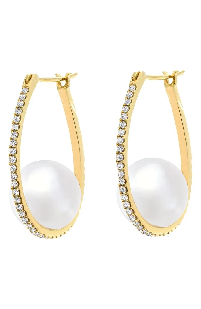 商品Gabi Rielle|Pavé Cubic Zirconia & Imitation Pearl Hoop Earrings,价格¥360,第1张图片