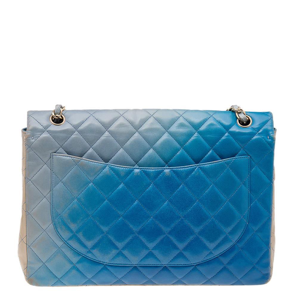 商品[二手商品] Chanel|Chanel Blue Ombre Quilted Leather Maxi Classic Single Flap Bag,价格¥29529,第6张图片详细描述