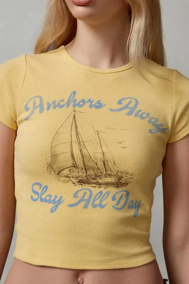 商品BDG|BDG Anchors Away Perfect Baby Tee,价格¥76,第4张图片详细描述