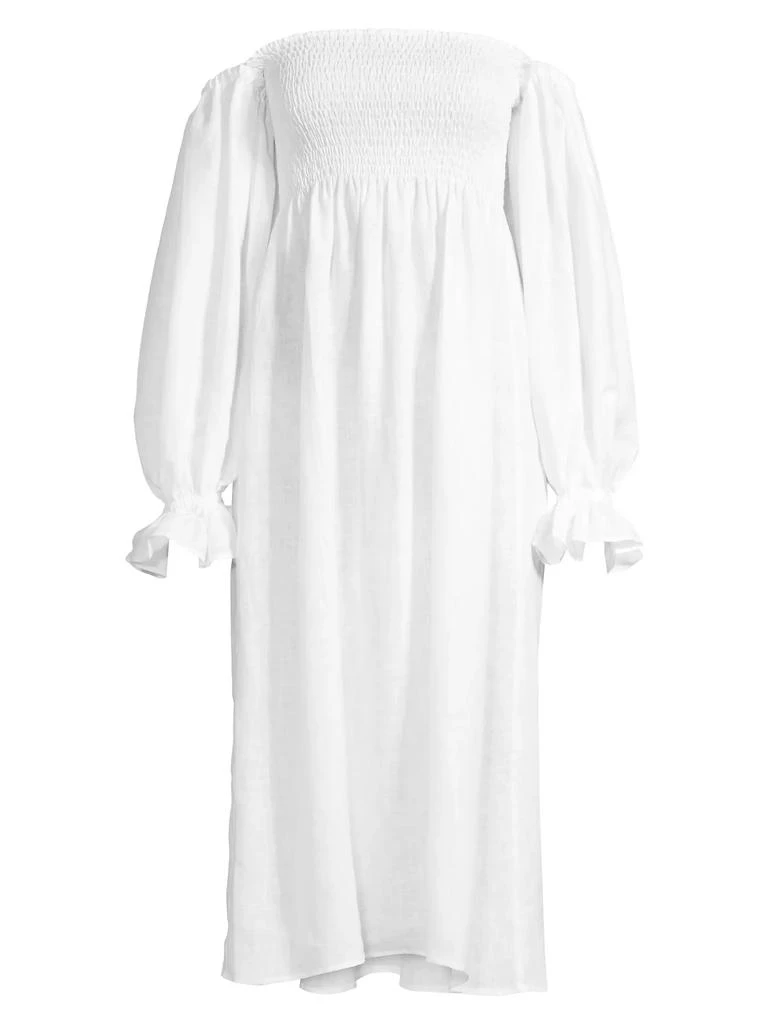 商品Sleeper|Atlanta Smocked Linen Dress,价格¥961,第1张图片