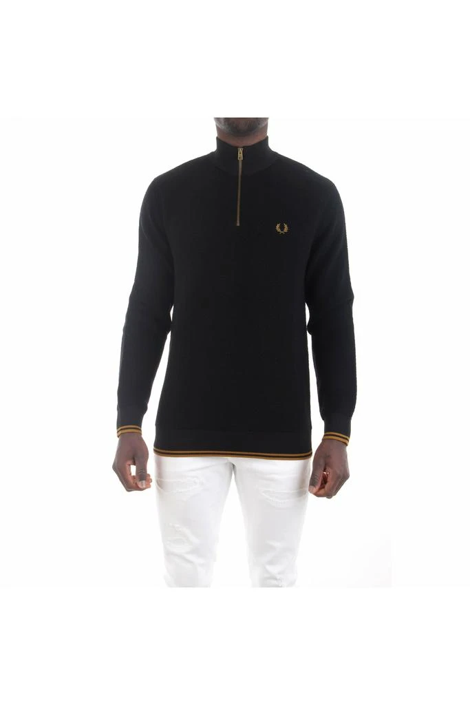商品Fred Perry|Fred Perry K2557 Half Zip Pullover in Merino Lana Textured with Logo,价格¥2415,第1张图片