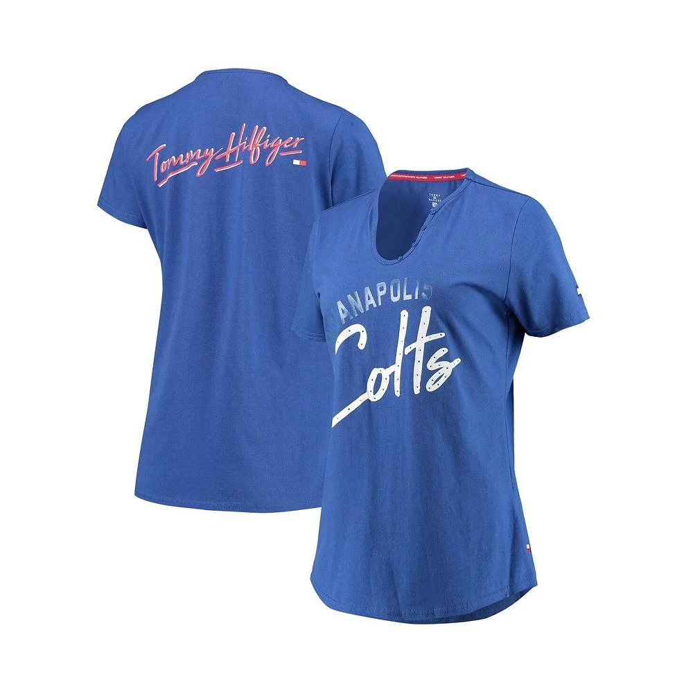 商品Tommy Hilfiger|Women's Royal Indianapolis Colts Riley V-Neck T-shirt,价格¥192,第1张图片