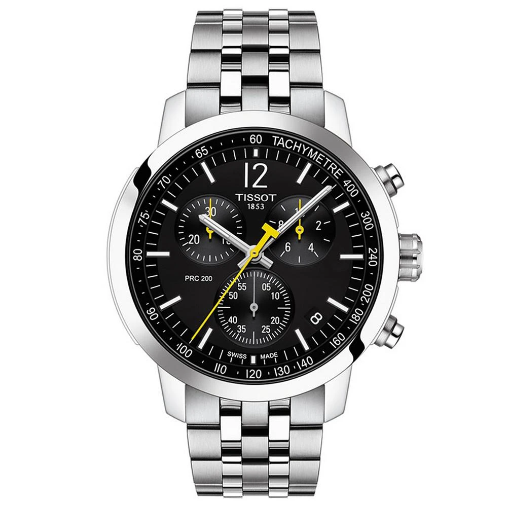 商品Tissot|Men's Swiss Chronograph PRC 200 Stainless Steel Bracelet Watch 43mm,价格¥3939,第1张图片