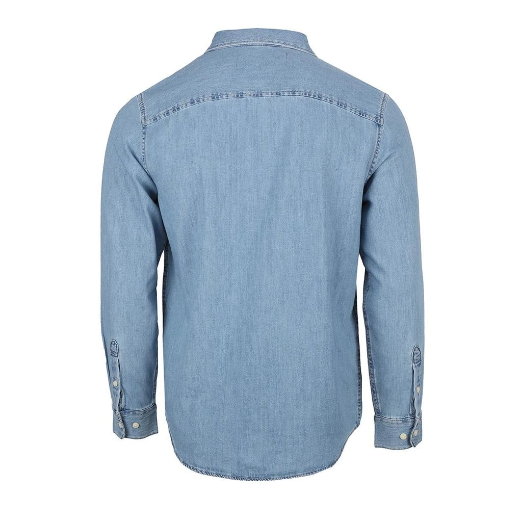 商品Calvin Klein|Calvin Klein Men's Long Sleeve Slanted Blue Denim Easy Fit Woven Shirt,价格¥129,第3张图片详细描述