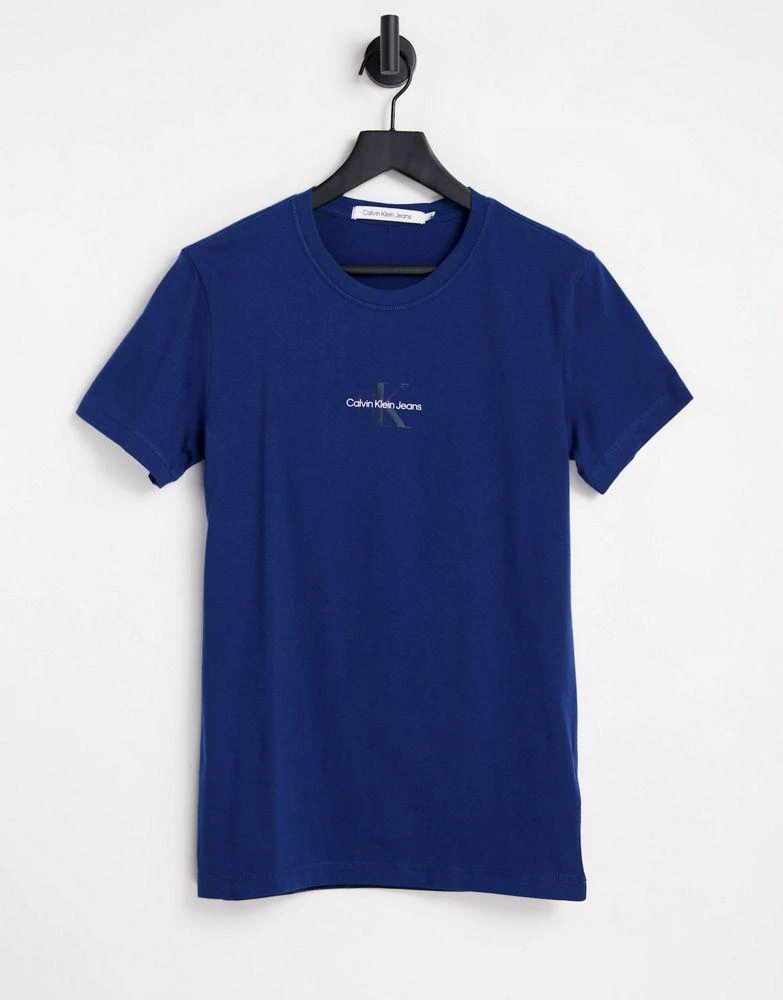 商品Calvin Klein|Calvin Klein Jeans tonal monogram logo t-shirt in dark blue,价格¥201,第1张图片