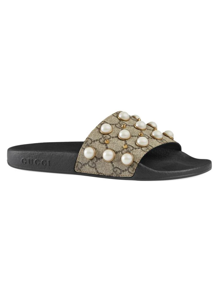 商品Gucci|GG Supreme Slides With Pearls,价格¥4743,第2张图片详细描述