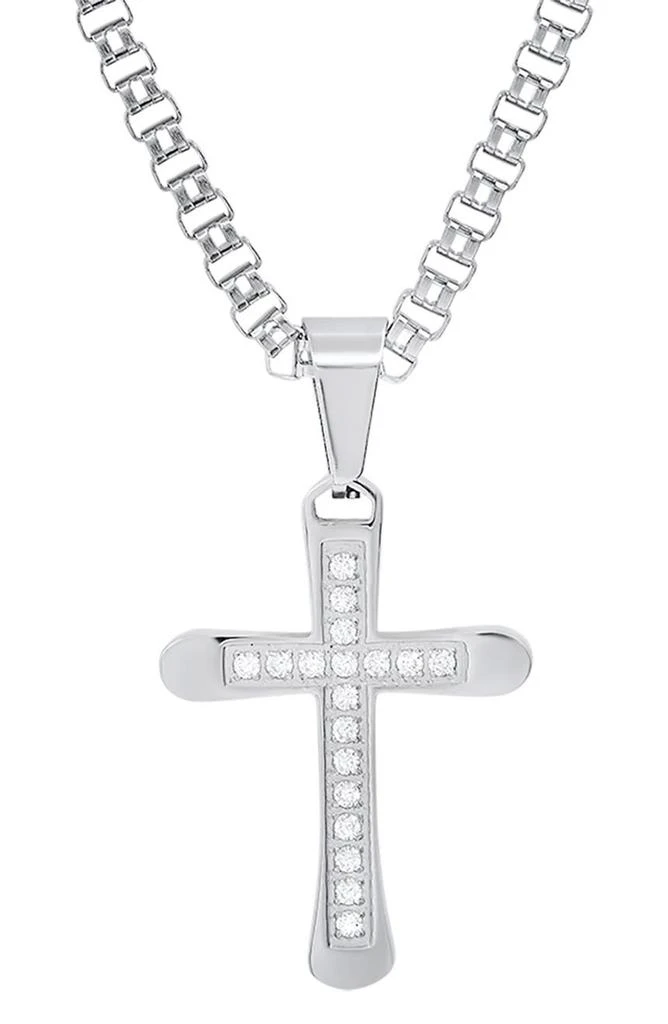 商品HMY JEWELRY|Stainless Steel Simulated Diamond Cross Necklace,价格¥227,第2张图片详细描述