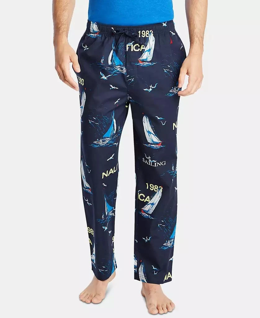 商品Nautica|Men's Cotton Sailboat-Print Pajama Pants,价格¥146,第1张图片