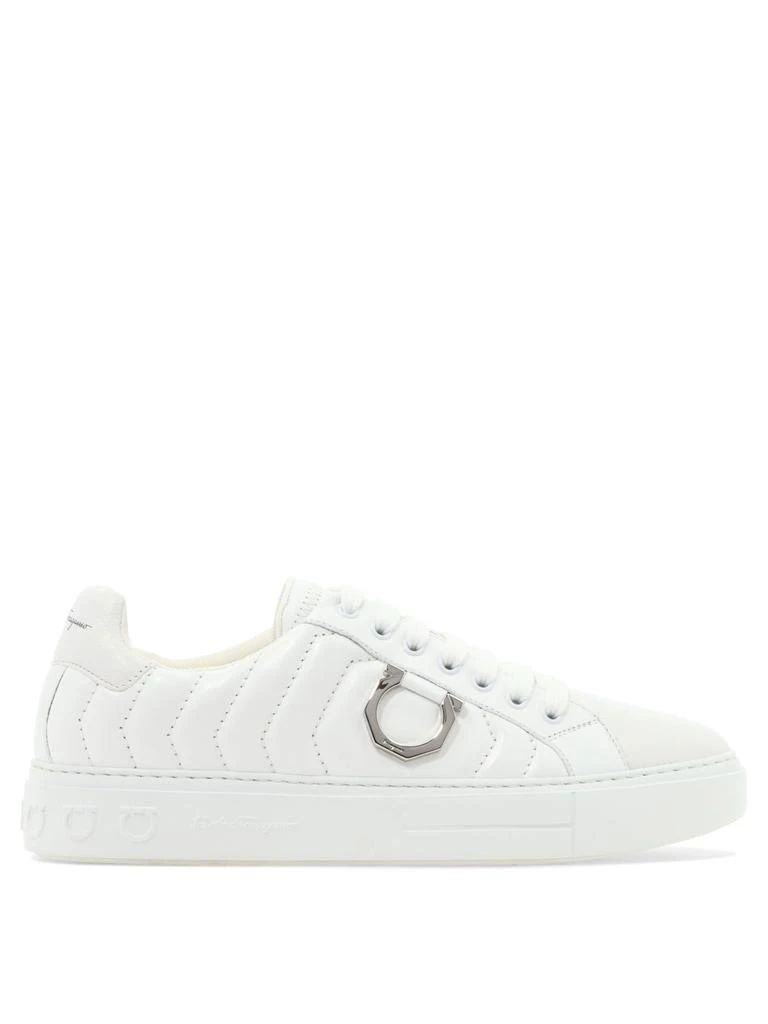 商品Salvatore Ferragamo|Salvatore Ferragamo Men's White Leather Sneakers,价格¥6520,第1张图片