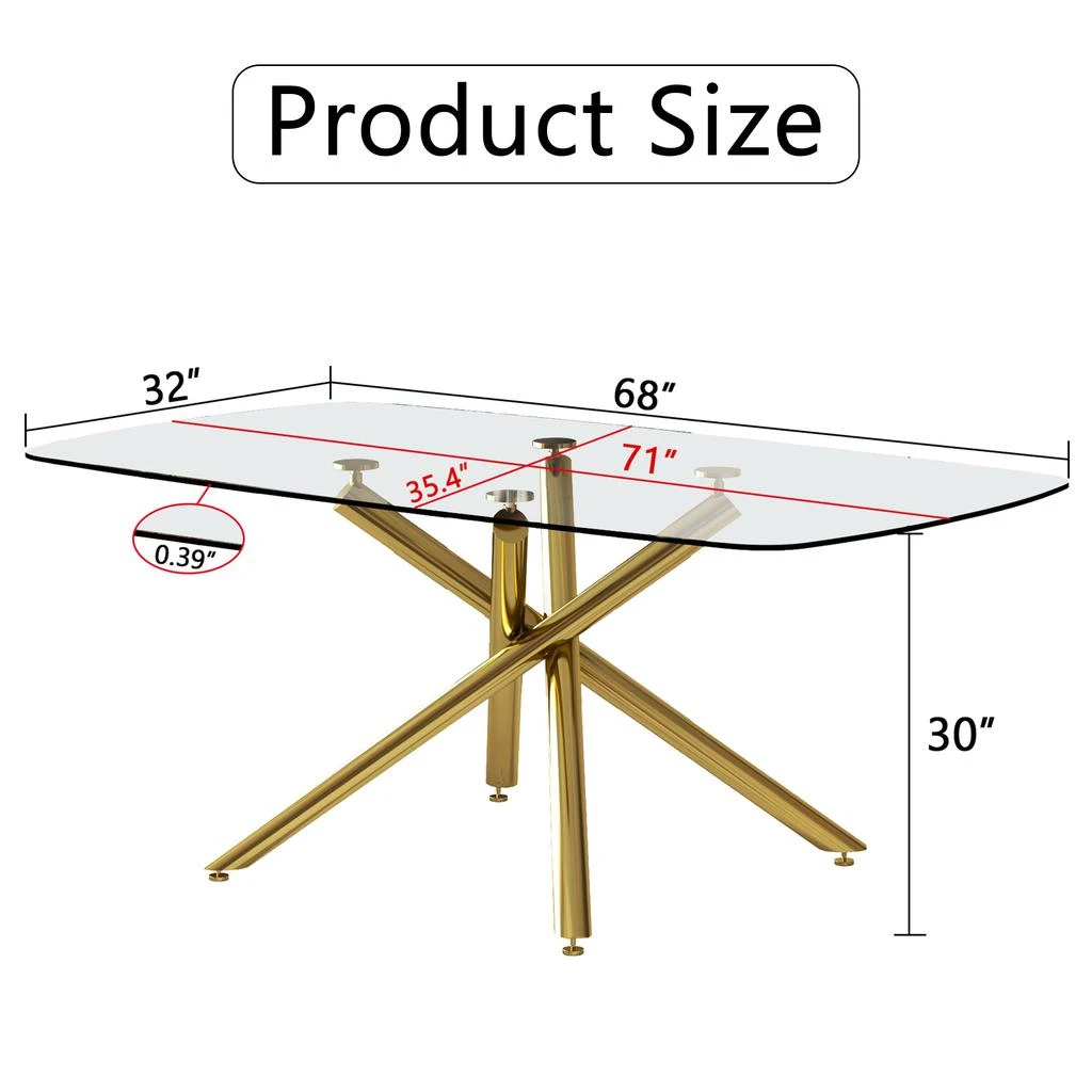 商品Streamdale Furniture|Streamdale Premium Glass Dining Table with Versatile Style,价格¥5303,第5张图片详细描述