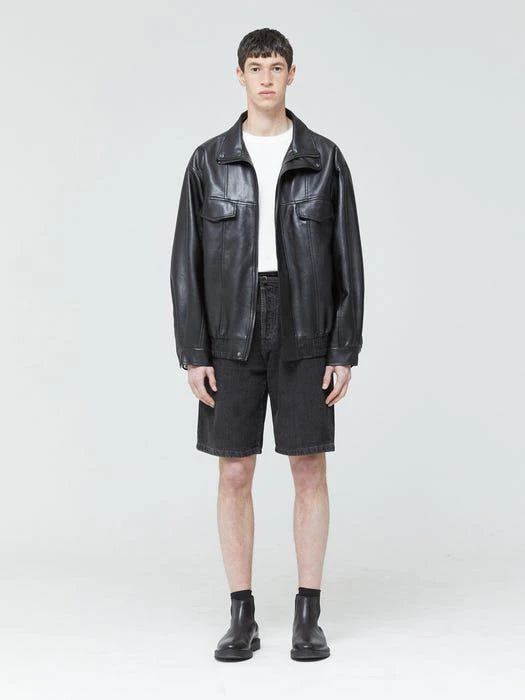 商品V2|8028 Vegan Leather High-Neck Jacket Black,价格¥846,第1张图片
