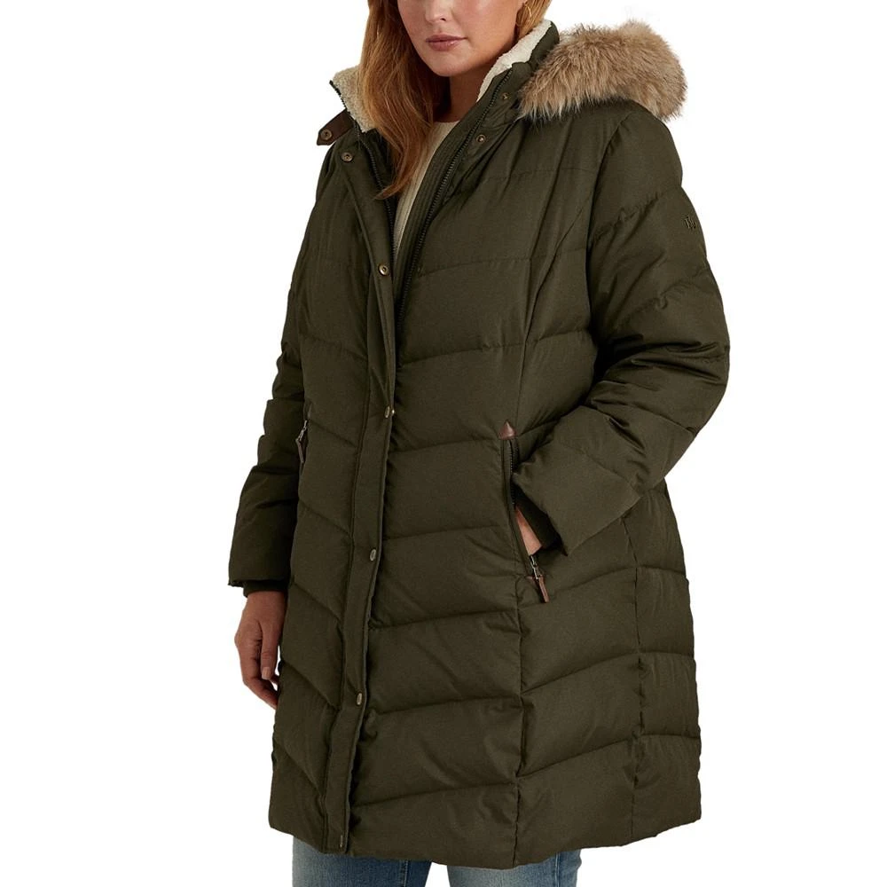 商品Ralph Lauren|Women's Plus Size Faux-Fur-Trim Hooded Puffer Coat,价格¥1485,第3张图片详细描述