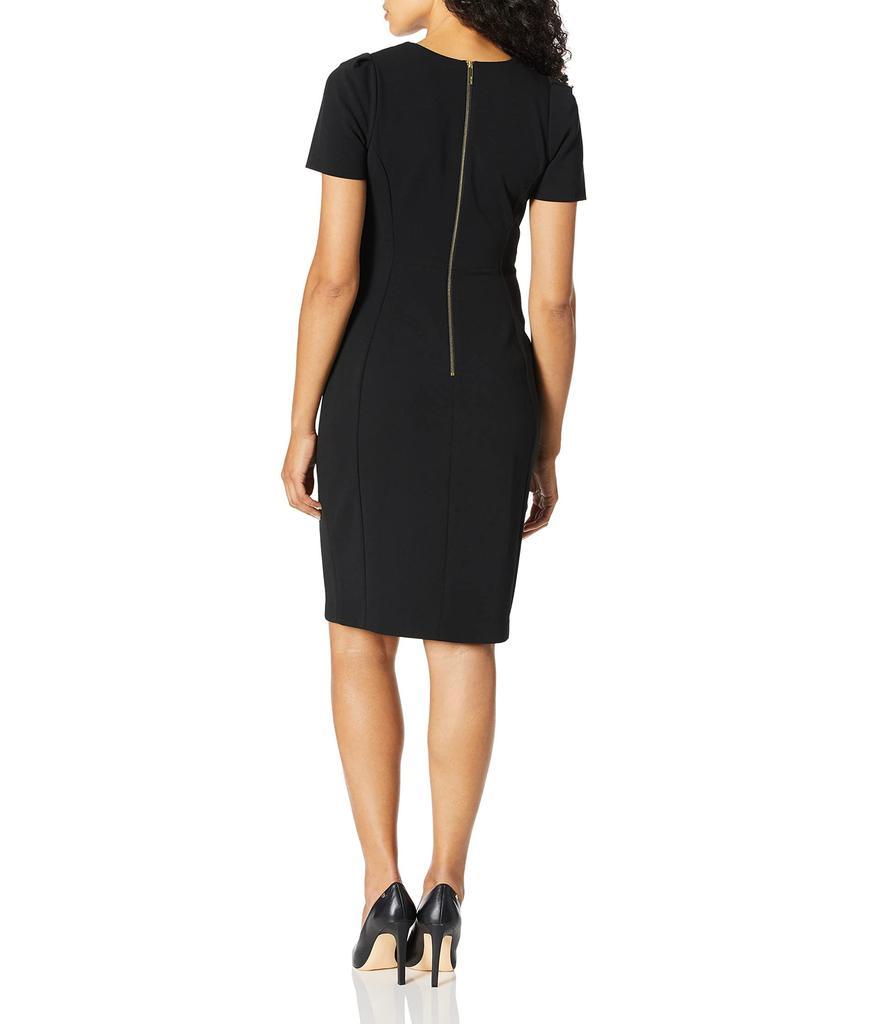 商品Calvin Klein|Women's Short Sleeved Seamed Sheath Dress,价格¥638,第4张图片详细描述