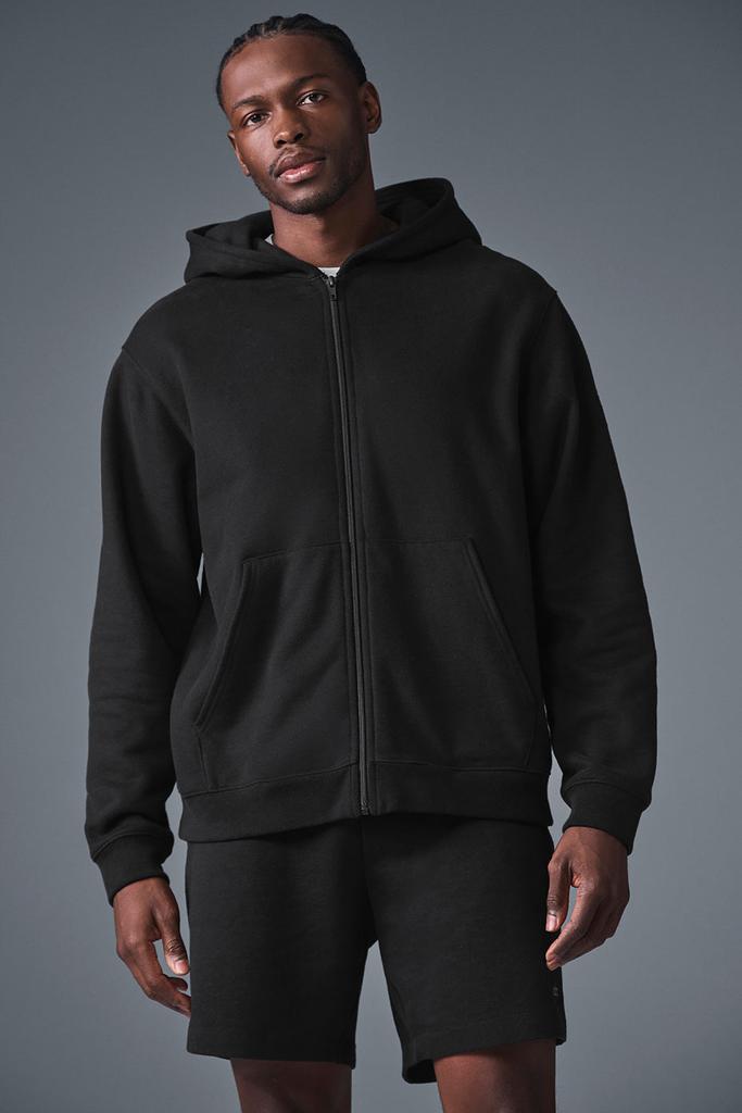 Alo Renown Heavy Weight Full Zip Hoodie - Black - Hoodies 