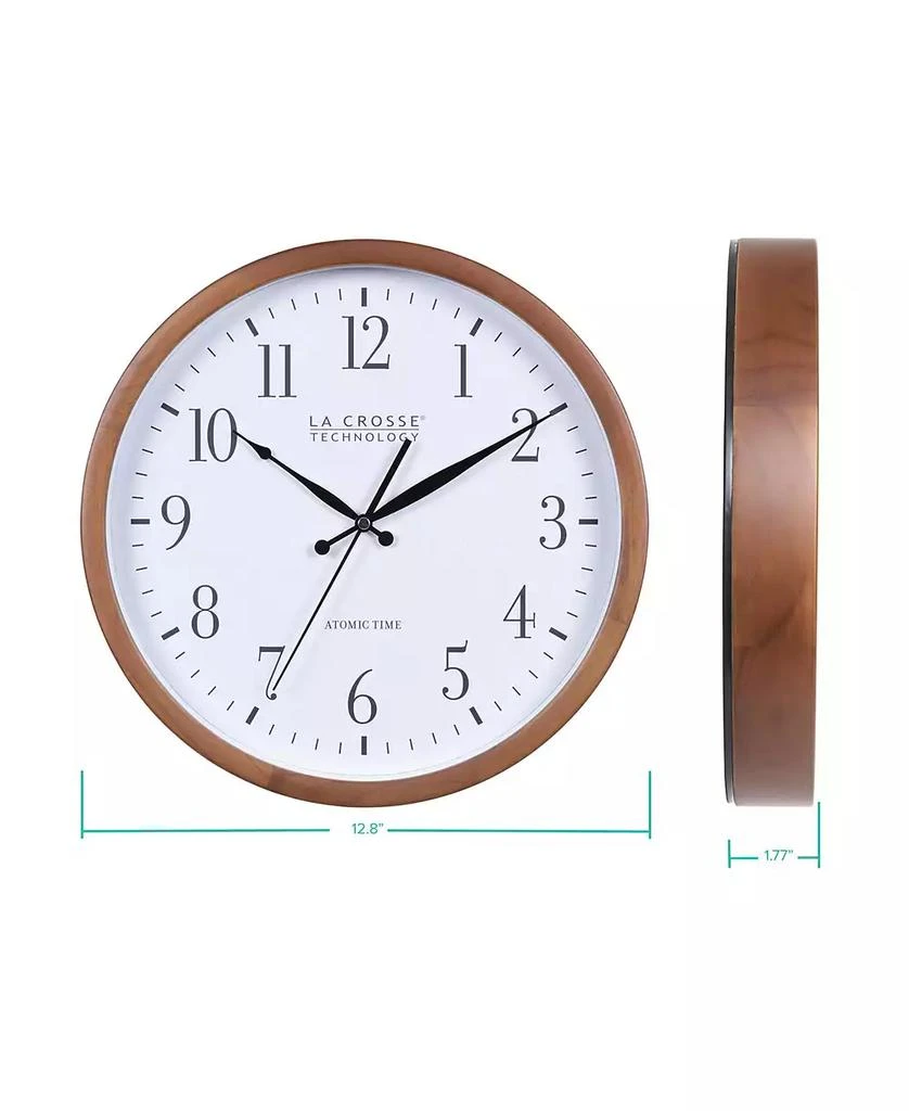 商品La Crosse Technology|404-50447-Int 12.8" Atomic Hard Wood Walnut Analog Wall Clock,价格¥448,第3张图片详细描述