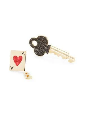 商品Swarovski|2-Piece Goldtone-Plated & Swarovski Crystal Key Brooch & Ace Pin Set,价格¥194,第1张图片