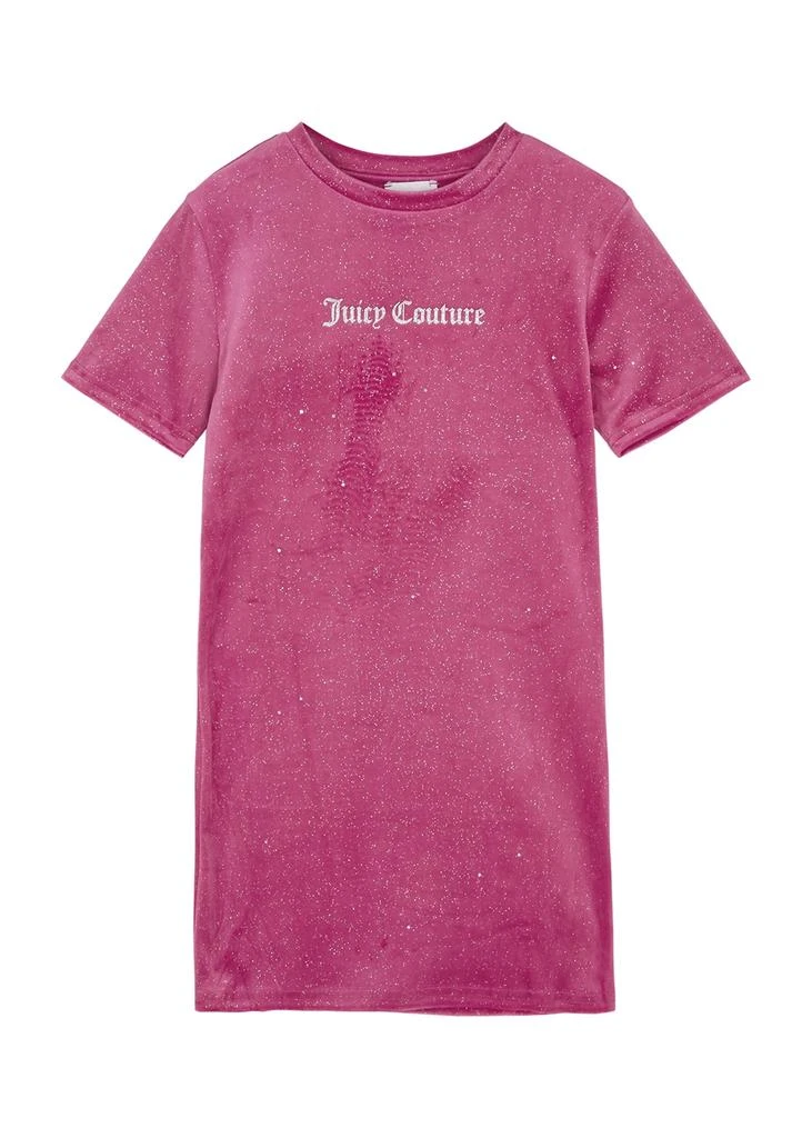 商品Juicy Couture|KIDS Pink logo glittered velour T-shirt dress (3-7 years),价格¥166,第1张图片
