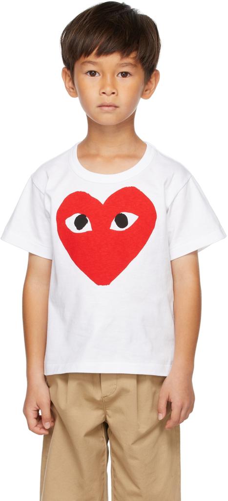 Kids White & Red Big Heart T-Shirt商品第2张图片规格展示