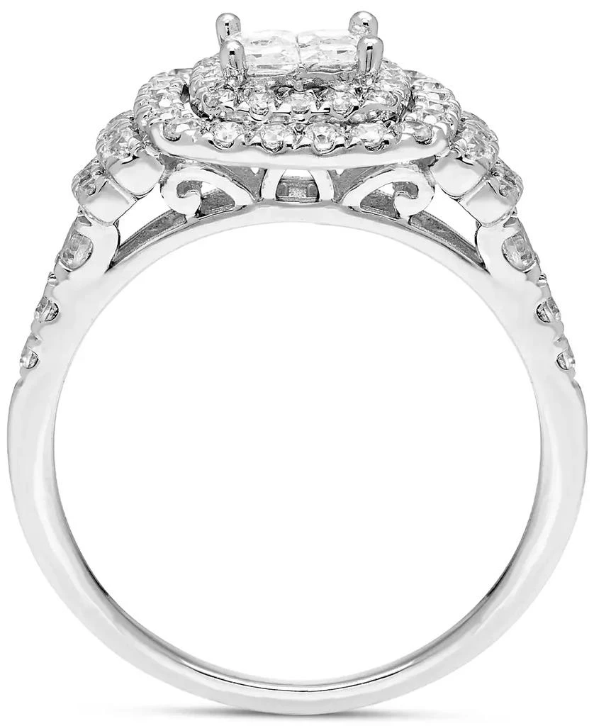 商品Macy's|Diamond Princess & Round Quad Cluster Double Halo Ring (1 ct. t.w.) in 10k White Gold,价格¥14063,第4张图片详细描述