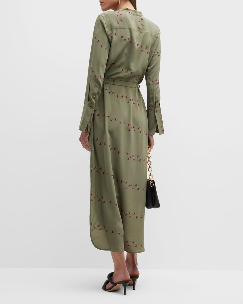 Connell Bird-Print Silk Tunic Dress商品第4张图片规格展示