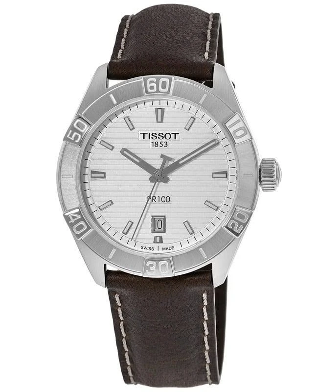 商品Tissot|Tissot PR 100 Sport Silver Dial Leather Strap Men's Watch T101.610.16.031.00,价格¥1926,第1张图片