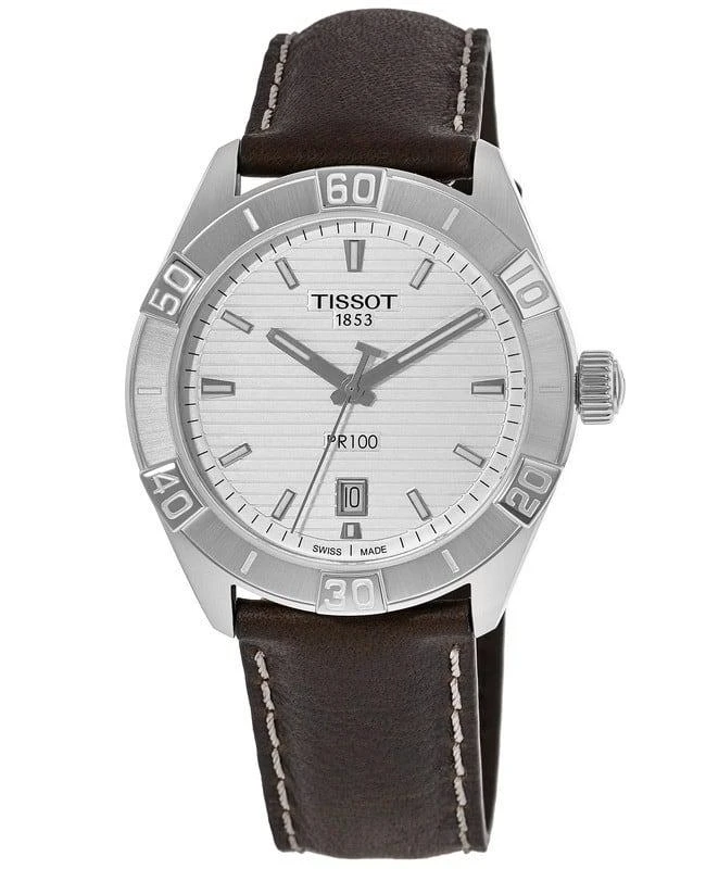 商品Tissot|Tissot PR 100 Sport Silver Dial Leather Strap Men's Watch T101.610.16.031.00,价格¥1913,第1张图片