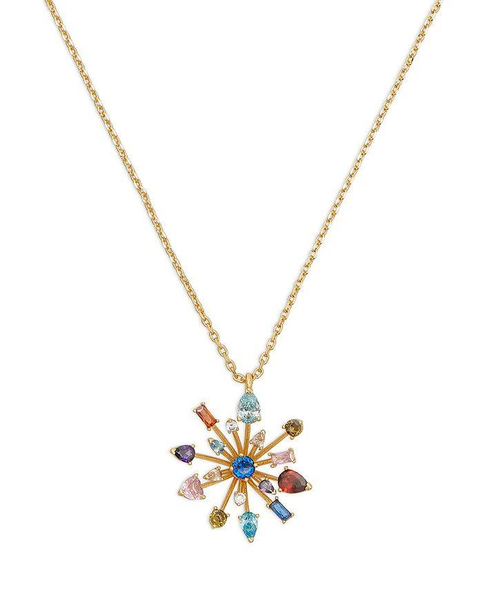 商品Kate Spade|Mixed Cubic Zirconia Firework Flower Pendant Necklace in Gold Tone, 16"-19",价格¥586,第1张图片