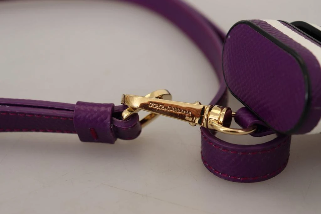 Dolce & Gabbana Purple Leather Strap Gold Metal Logo Airpods Case 商品