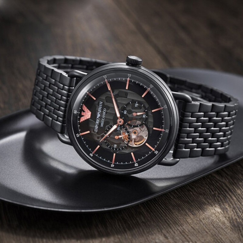 阿玛尼ARMANI-表男机械表镂空时尚腕表 黑色钢带款AR60025商品第4张图片规格展示