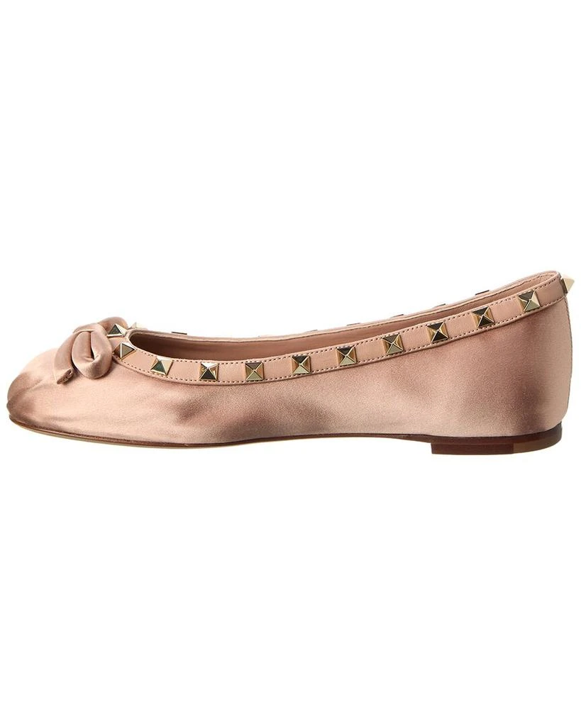 商品Valentino|Rockstud Satin & Leather Ballerina Flat,价格¥4609,第2张图片详细描述