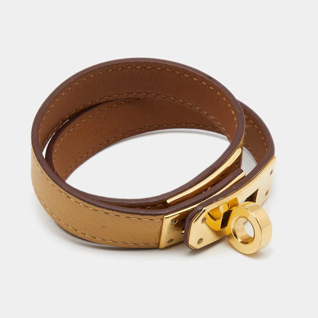 商品[二手商品] Hermes|Hermes Kelly Double Tour Beige Leather Gold Plated Bracelet,价格¥2052,第3张图片详细描述