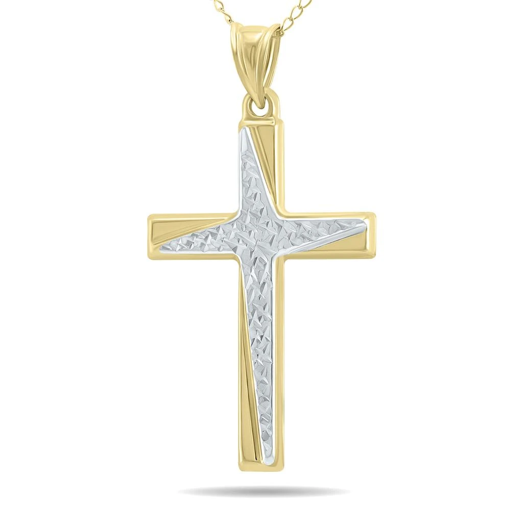 商品Monary|10K Yellow Gold Cross Pendant With Rhodium Polish Accents,价格¥1470,第1张图片