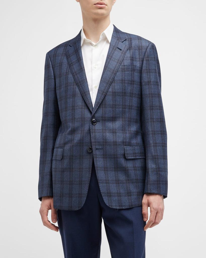 商品Giorgio Armani|Men's Wool-Cashmere Plaid Sport Coat,价格¥17852,第1张图片