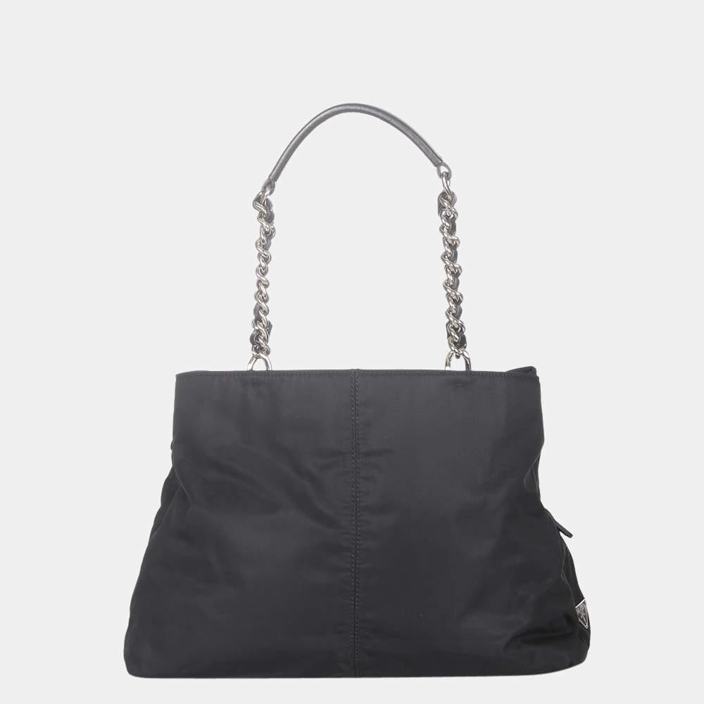 商品[二手商品] Prada|Prada Black Tessuto Chain Shoulder Bag,价格¥5106,第5张图片详细描述