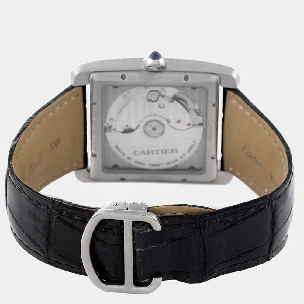 商品[二手商品] Cartier|Cartier Black Stainless Steel Tank MC W5330004 Automatic Men's Wristwatch 34 mm,价格¥34390,第6张图片详细描述