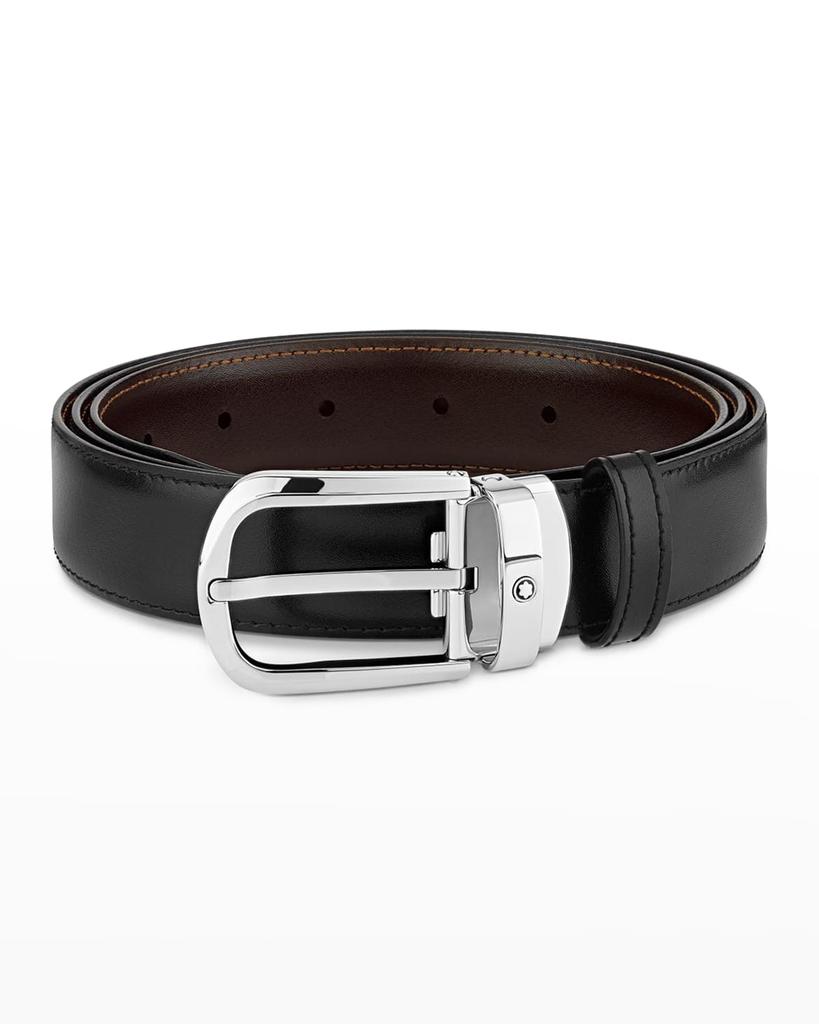Men's Horseshoe-Buckle Reversible Leather Belt商品第1张图片规格展示