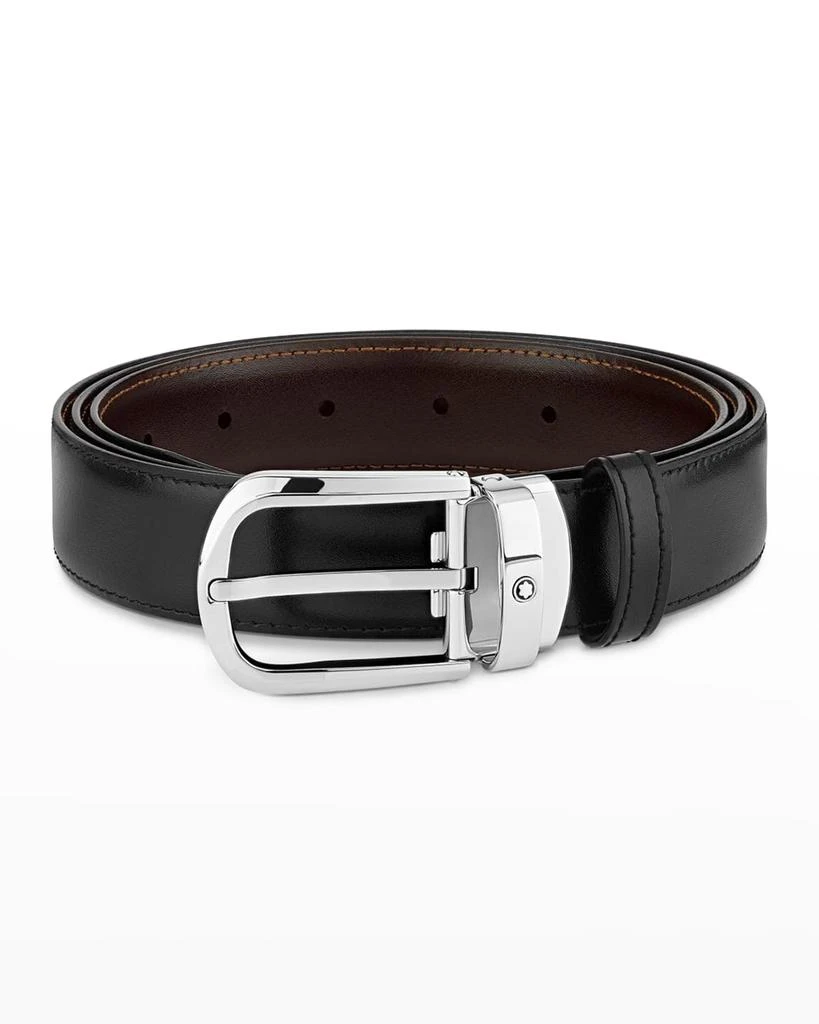 商品MontBlanc|Men's Horseshoe-Buckle Reversible Leather Belt,价格¥2935,第1张图片