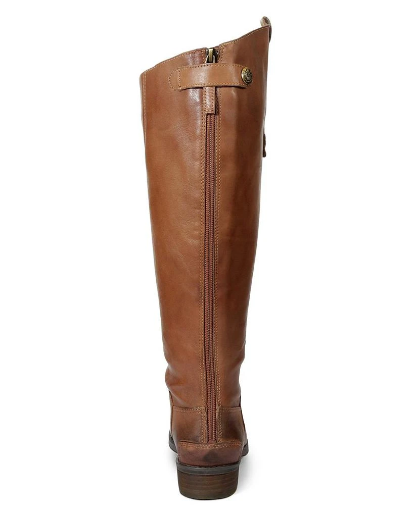 Women's Wide Calf Penny Round Toe Leather Low-Heel Riding Boots 商品