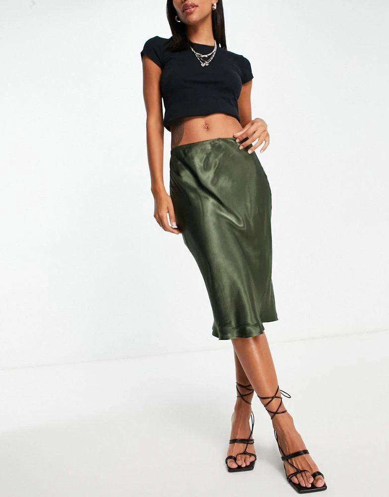 商品Topshop|Topshop 90s short midi skirt in khaki,价格¥104,第4张图片详细描述