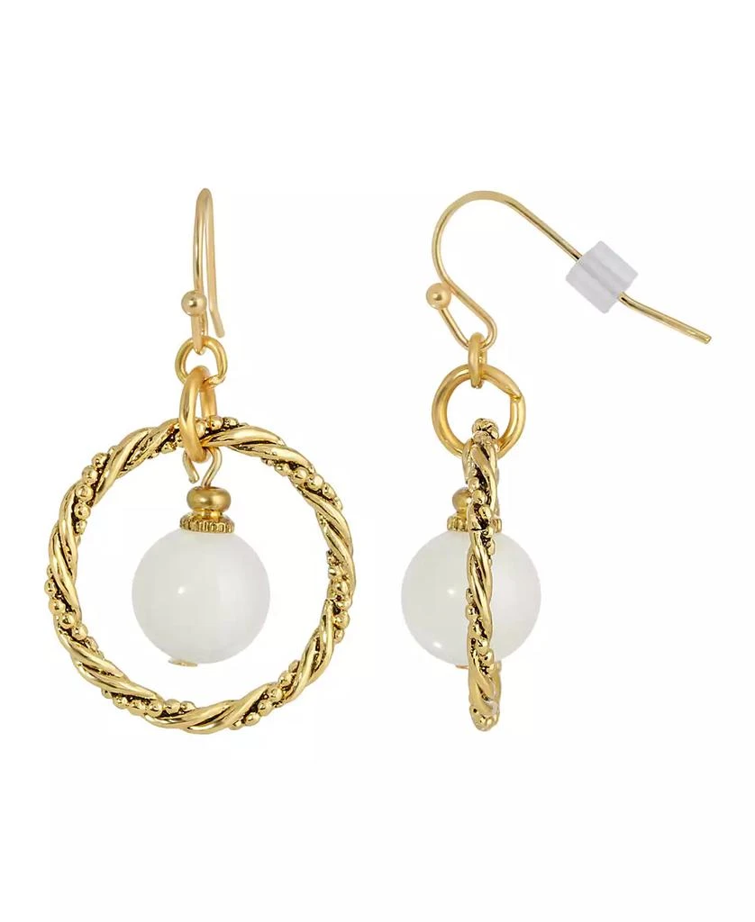 商品2028|Gold-Tone Semi Precious Round Stone in Hoop Earrings,价格¥183,第1张图片