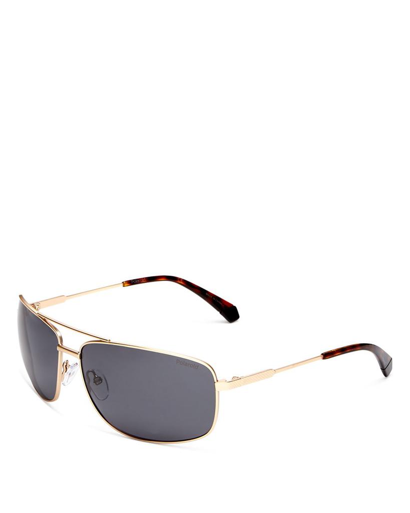 Men's Polarized Brow Bar Square Sunglasses, 63mm商品第5张图片规格展示