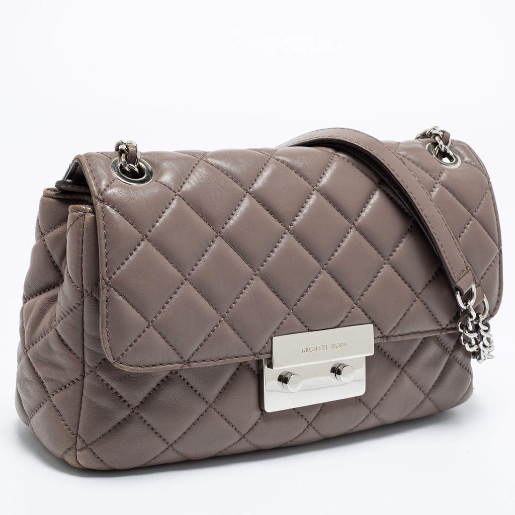 商品[二手商品] Michael Kors|Michael Kors Dark Beige Quilted Leather Sloan Shoulder Bag,价格¥1352,第5张图片详细描述