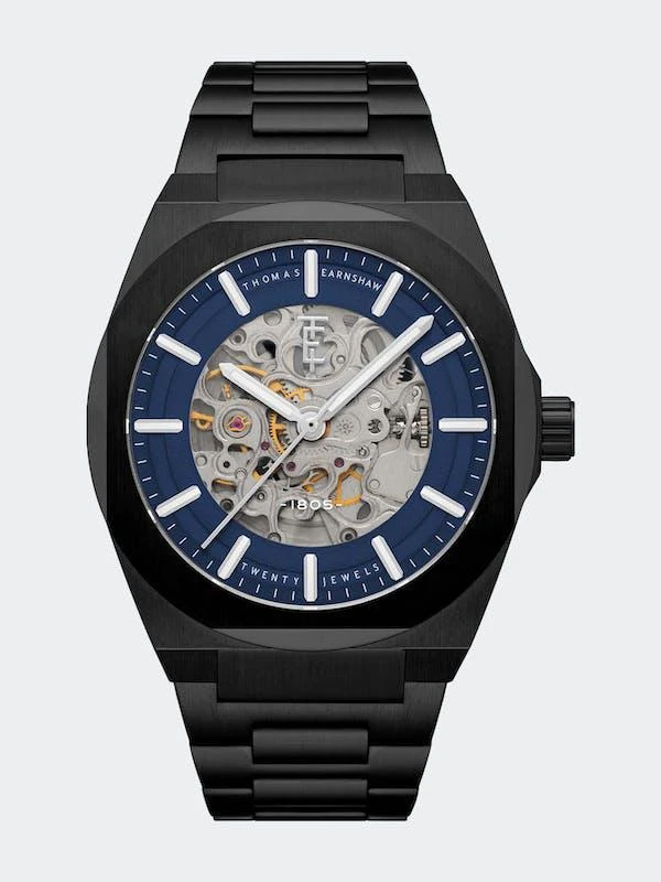 商品Thomas Earnshaw|Fowler Skeleton Automatic Watch Black Blue,价格¥2265,第1张图片