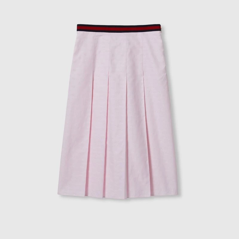 商品Gucci|【预售3-7天】Gucci古驰女士浅粉色GG老花牛津棉半身裙,价格¥9459,第1张图片